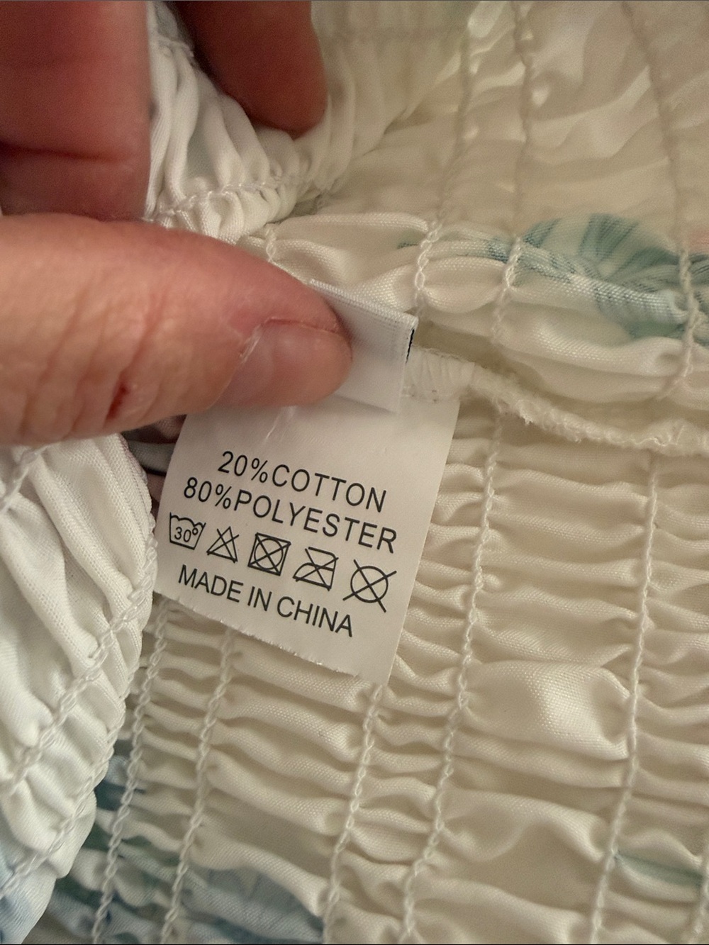 Source Unknown White Floral Smocked Maxi Dress with Blue and Pink Accents - Picture 7 of 7